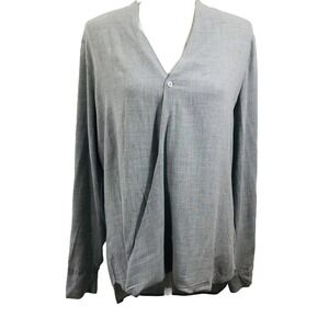 Cloth & Stone Anthologie Sz M Top Shirt Faux Wrap Gray Cross Over Relaxed Boho